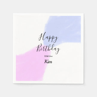 Guardanapo De Papel Happy birthday pink purple pastel name simple eleg
