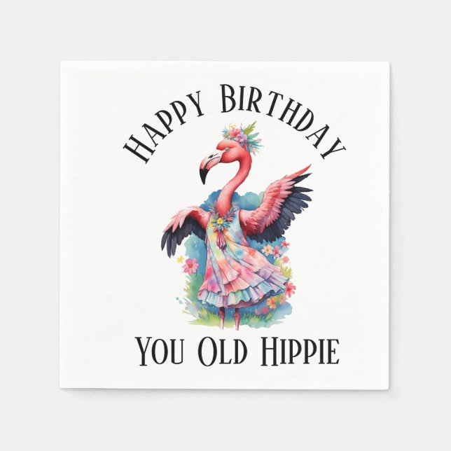Guardanapo De Papel Happy Birthday You Old Hippie Retro Seventies (Frente)