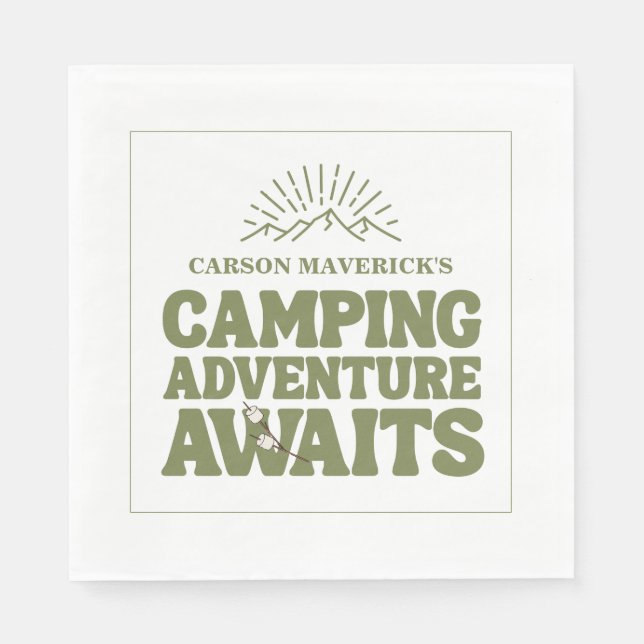Guardanapo De Papel Happy Camping Adventure Awaits Kids Birthday (Frente)
