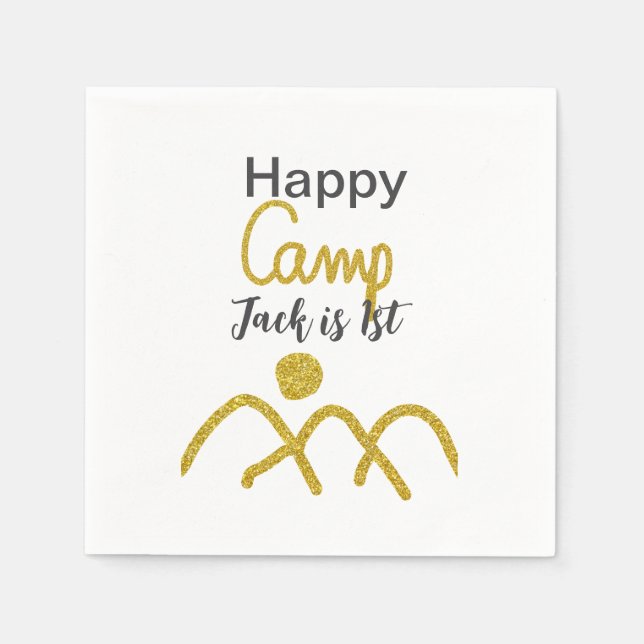 Guardanapo De Papel Happy camping camper one birthday kids golden sun (Frente)