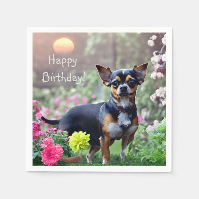 Guardanapo De Papel Happy Chihuahua Birthday Paper Napkins (Frente)