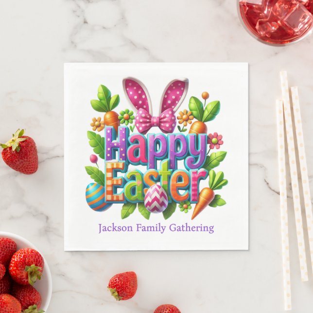 Guardanapo De Papel Happy Easter Family Gathering Colorful (Insitu)