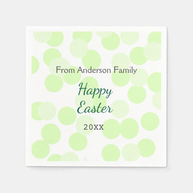 Guardanapo De Papel Happy Easter gray green polka dots family name (Frente)