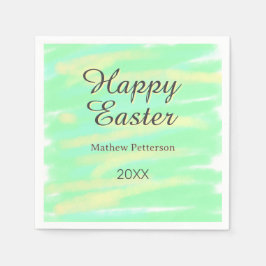 Guardanapo De Papel Happy Easter green yellow pastel gray name year 