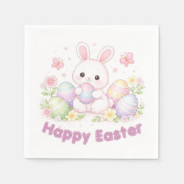 Guardanapo De Papel Happy Easter Spring Design - Cute Easter Bunny