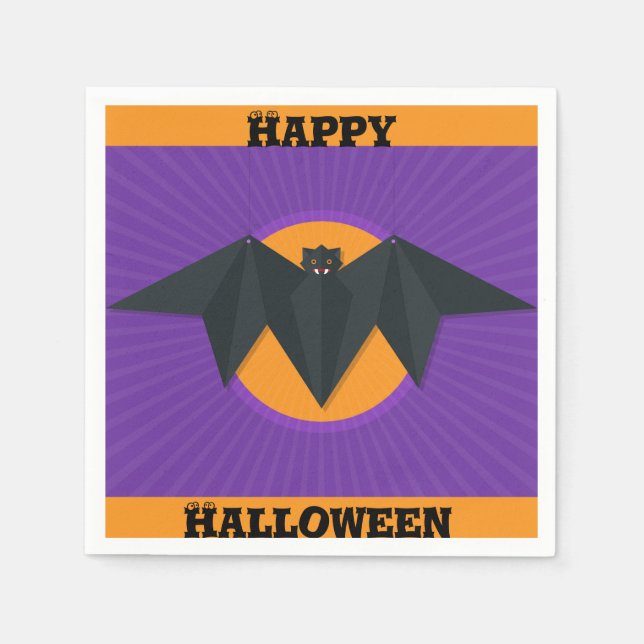 Guardanapo De Papel Happy Halloween Bat Party Napkins (Frente)