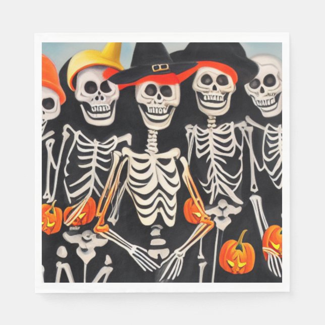 Guardanapo De Papel Happy Halloween Skeletons (Frente)