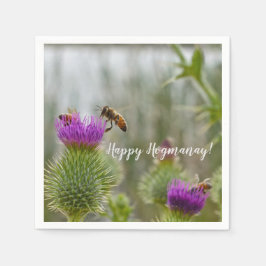 Guardanapo De Papel Happy Hogmanay Party Scottish Thistle Honey Bees