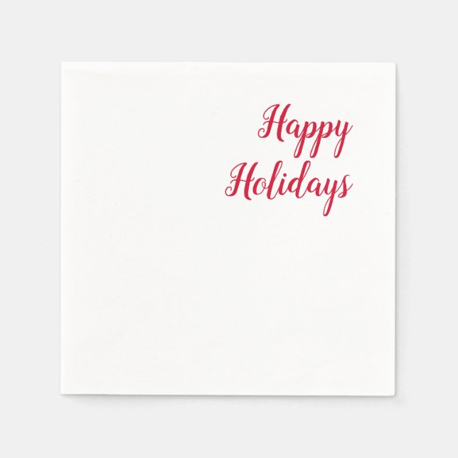 Guardanapo De Papel Happy holidays christmas handwriting red white (Frente)