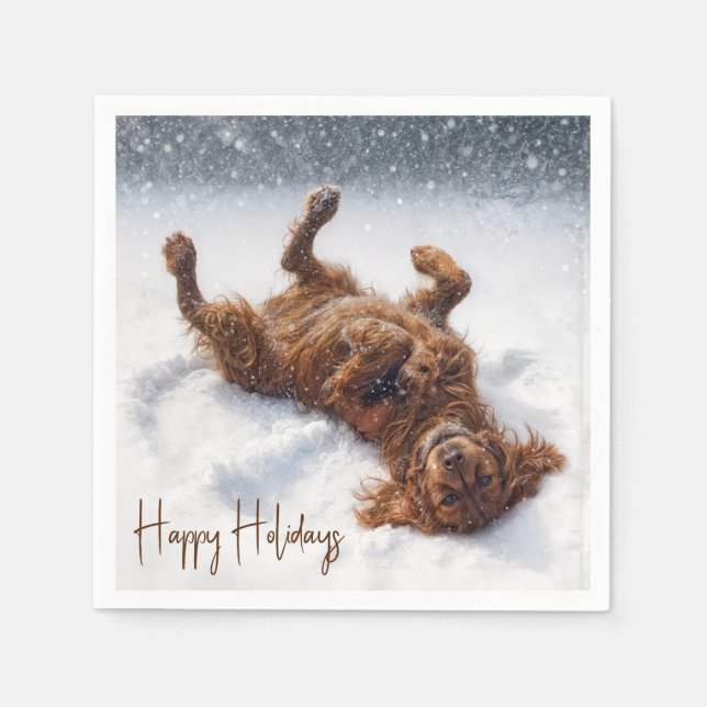 Guardanapo De Papel Happy Holidays Irish Setter Snow Angel (Frente)