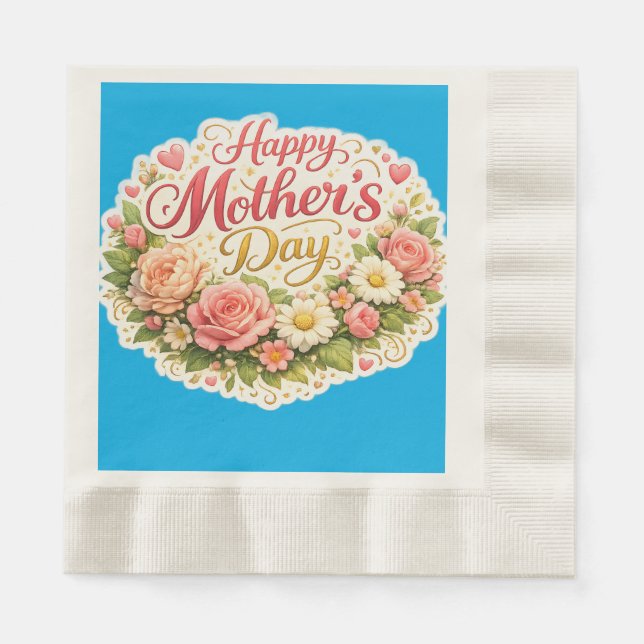 Guardanapo De Papel Happy Mother's Day floral wreath pocket (Frente)