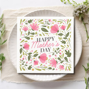 Guardanapo De Papel Happy Mother's Day Modern Pink Floral Botanical