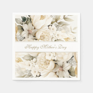 Guardanapo De Papel Happy Mother's Day Vanilla cream Floral script