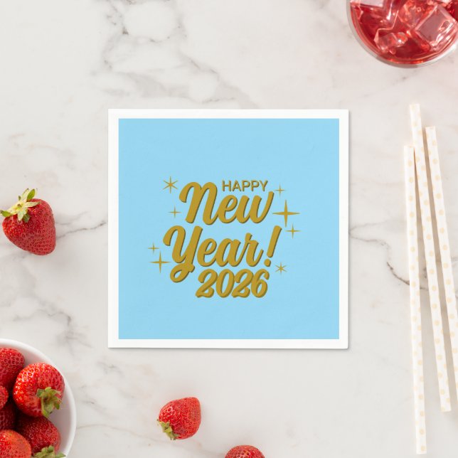 Guardanapo De Papel Happy New Year 2026 Paper Plates – Gold Sparkle (Insitu)