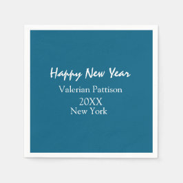 Guardanapo De Papel Happy new year blue name place year boho simple 