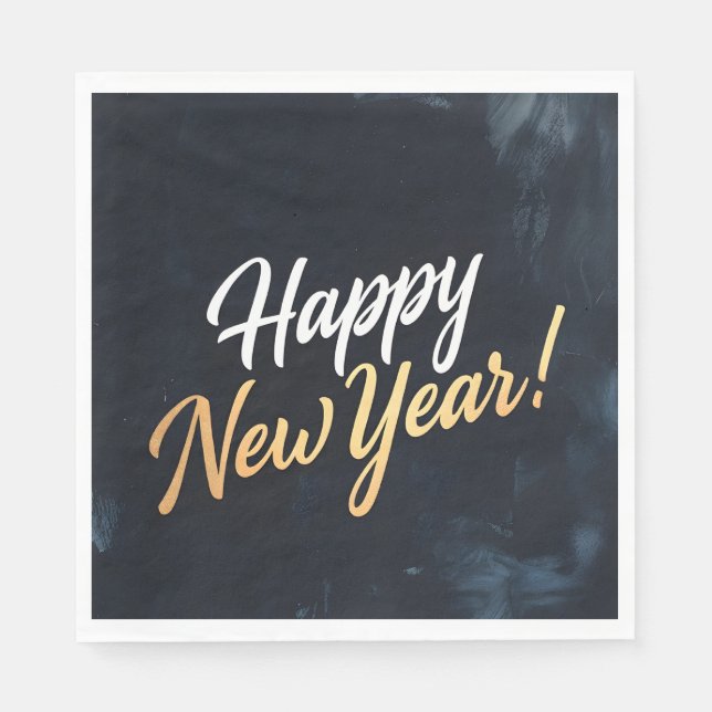 Guardanapo De Papel Happy New Year Deep Blue Strokes (Frente)