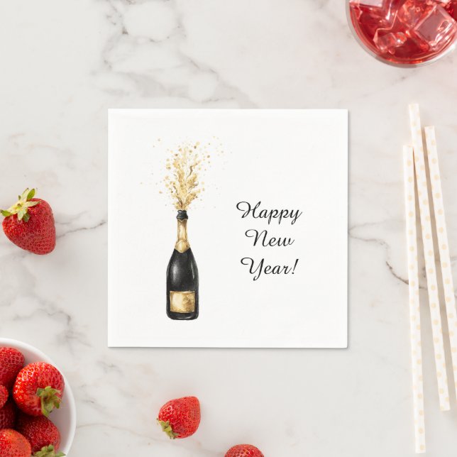 Guardanapo De Papel Happy New Year Gold Bottle (Insitu)