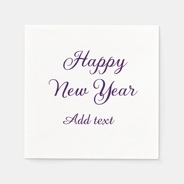 Guardanapo De Papel Happy new year purple calligraphy simple minimal  (Frente)