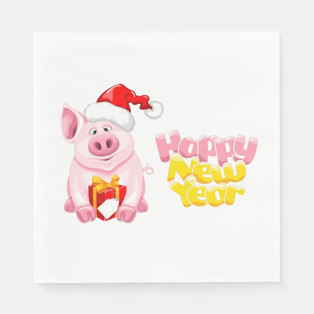 Guardanapo De Papel happy new year santa claus christmas pig (Frente)