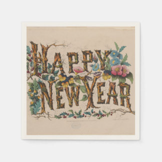 Guardanapo De Papel Happy New Year, Vintage Currier & Ives Print