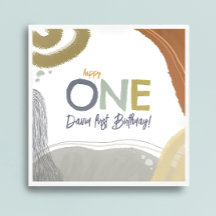 Happy One First Birday boy Paper Napkin