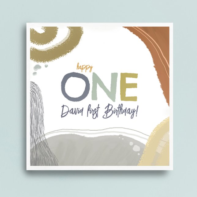 Guardanapo De Papel Happy One First Birday boy Paper Napkin (Criador carregado)