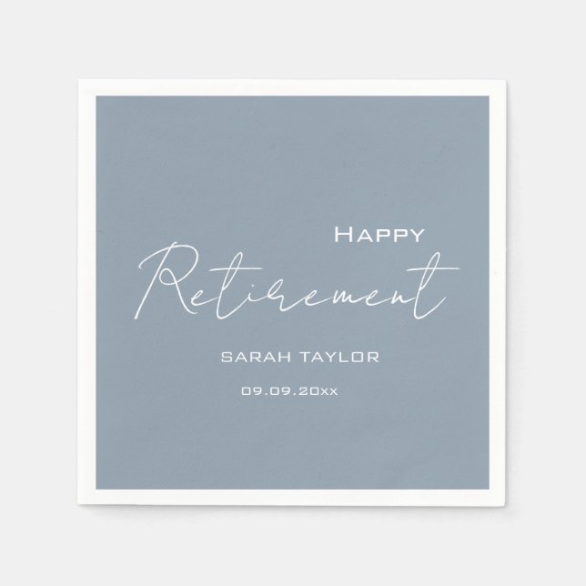 Guardanapo De Papel Happy Retirement Modern Dusty Blue Personalized  (Frente)