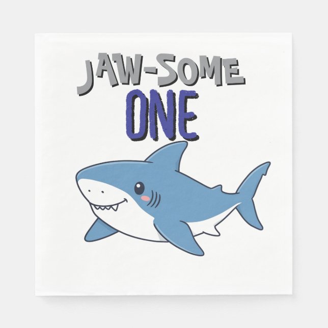 Guardanapo De Papel Happy Shark Jaw-some One 1st birthday (Frente)