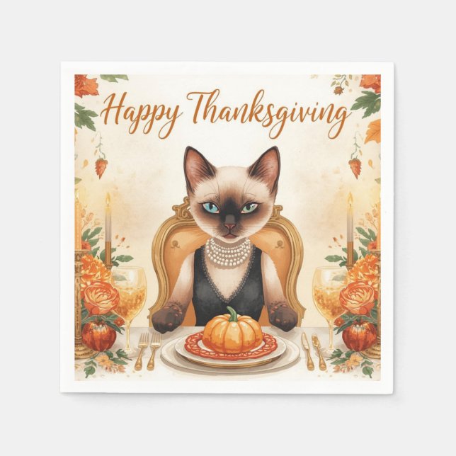 Guardanapo De Papel Happy Thanksgiving for Cat lovers (Frente)