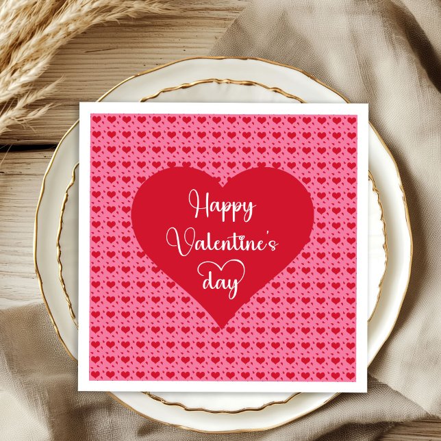 Guardanapo De Papel Happy Valentine’s Day Hearts Love Napkins (Happy Valentine’s Day Hearts Love Napkins)
