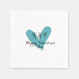 Guardanapo De Papel Happy Valentine's day turquoise heart name letter 