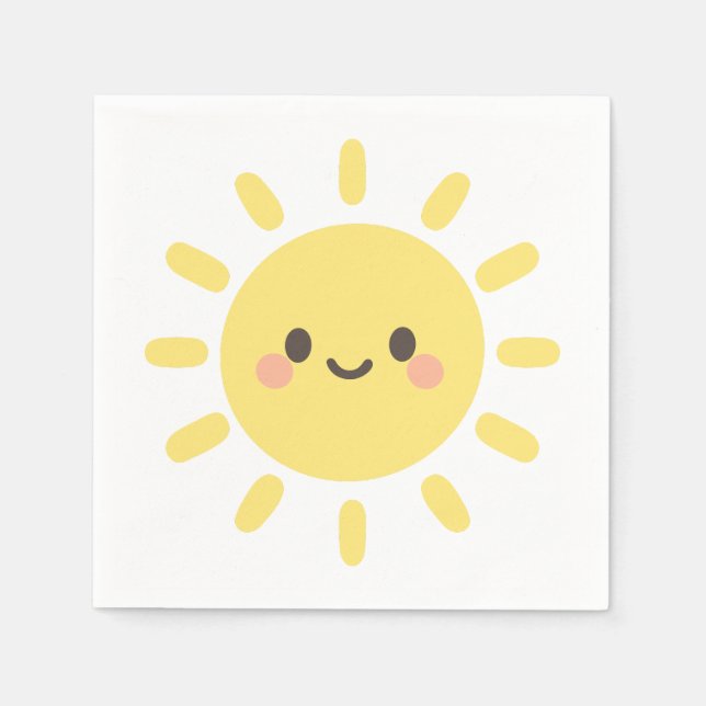 Guardanapo De Papel Happy Yellow Sunshine with a Smiling Face  (Frente)