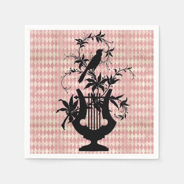 Guardanapo De Papel Harlequin Harp Bird Silhouket Cocktail Napkins (Frente)