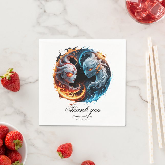 Guardanapo De Papel Harmonia elementar, yin e yang da natureza. (Insitu)