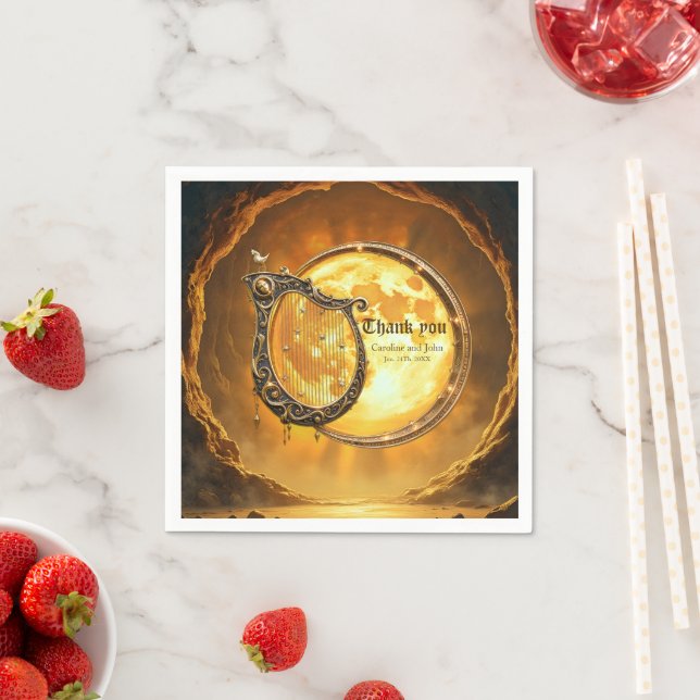 Guardanapo De Papel Harpa Celestial da Lua Dourada. (Insitu)