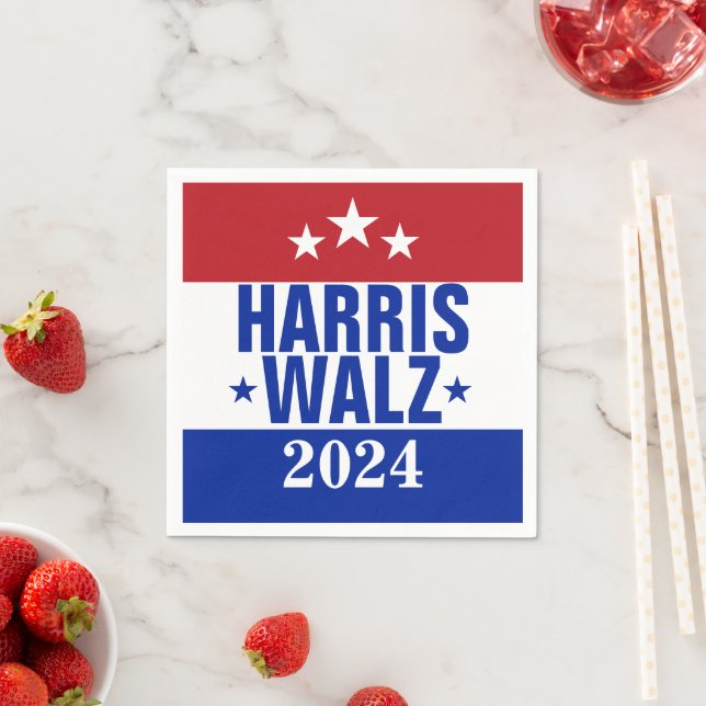 Guardanapo De Papel Harris Walz 2024 Campaign Red Blue (Insitu)