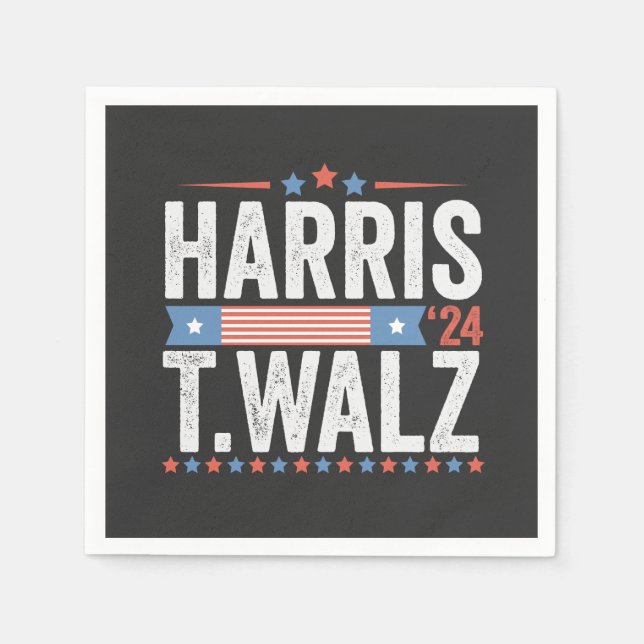 Guardanapo De Papel Harris Walz 2024 Eleição Kamala Tim Waltz (Frente)