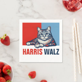 Guardanapo De Papel Harris Walz 2024 Obviamente Vermelho Azul Gato