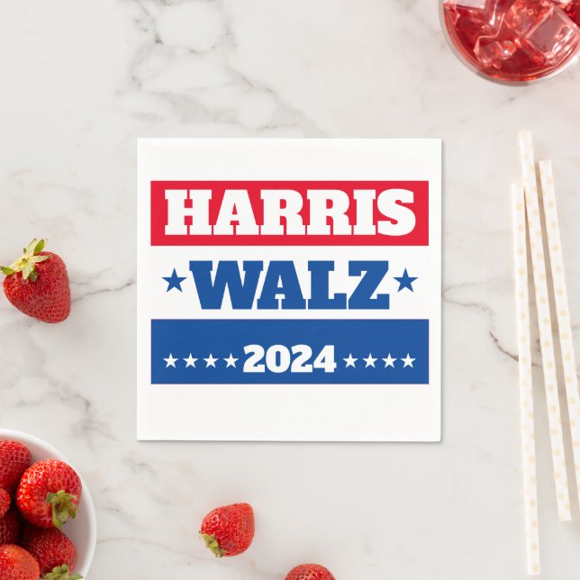 Guardanapo De Papel Harris Walz | Tim Walz 2024 Campaign Blue Red (Insitu)