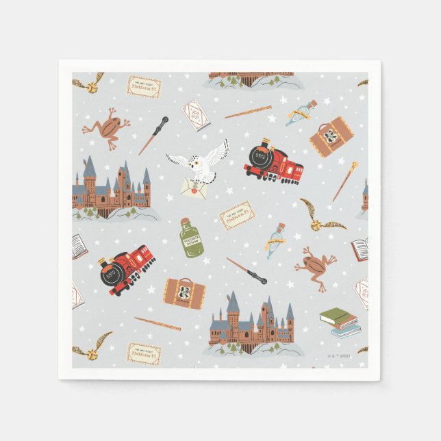 Guardanapo De Papel Harry Potter Cartoon Hogwarts Pattern (Frente)