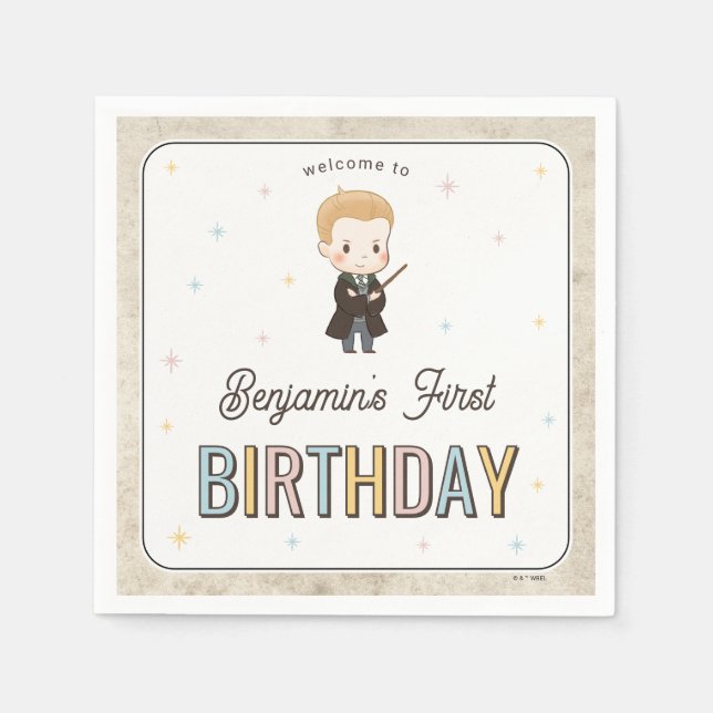 Guardanapo De Papel Harry Potter Chibi Draco Malfoy Mago Aniversário (Frente)