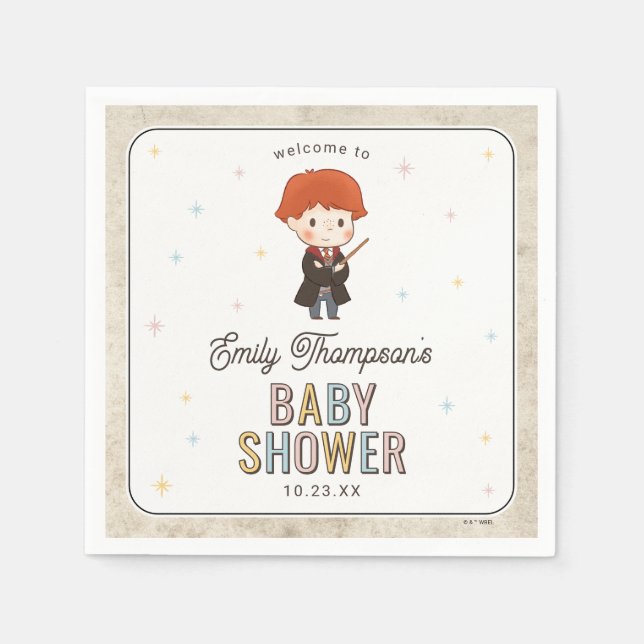 Guardanapo De Papel Harry Potter Chibi Ron Weasley Wizard Baby Shower (Frente)