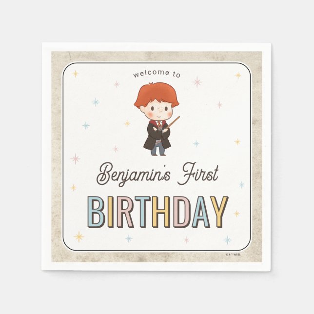 Guardanapo De Papel Harry Potter Chibi Ron Weasley Wizard Birthday (Frente)