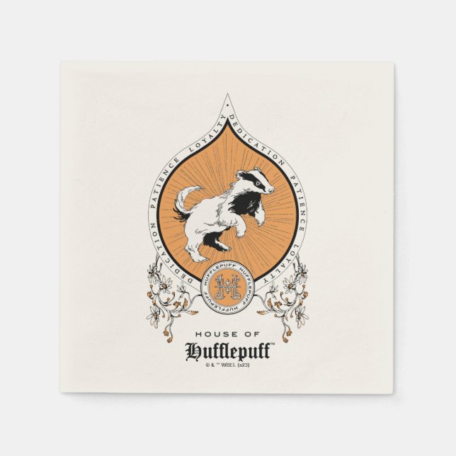 Guardanapo De Papel HARRY POTTER™ | Desenho Delicado HUFFLUFF™ Crest (Frente)