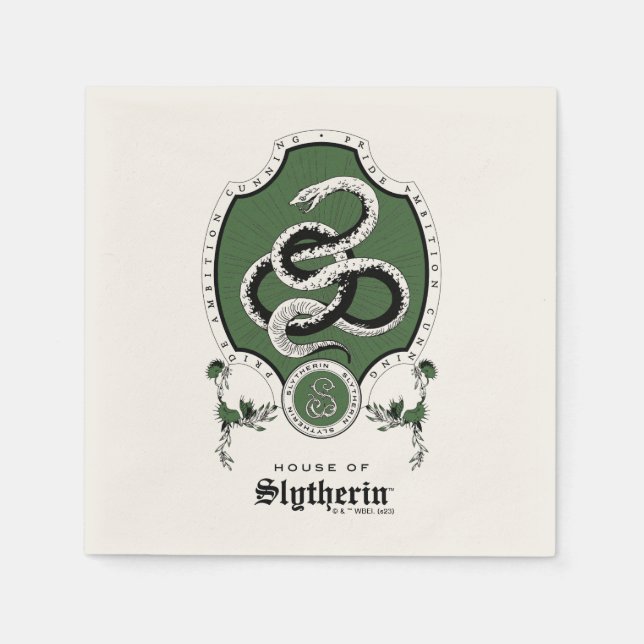 Guardanapo De Papel HARRY POTTER™ | Desenho Delicado SLYTHERIN™ Crest (Frente)