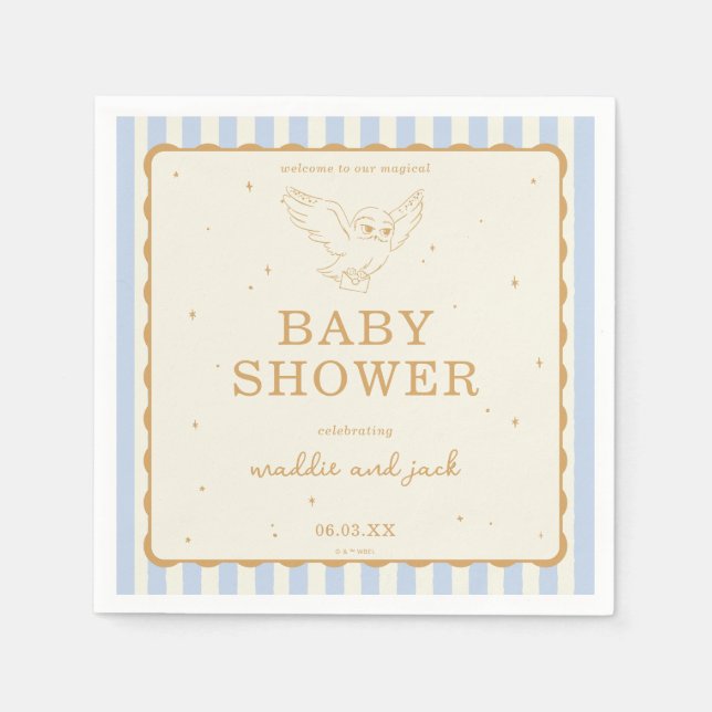 Guardanapo De Papel Harry Potter Hedwig Blue Stripe Baby Shower (Frente)