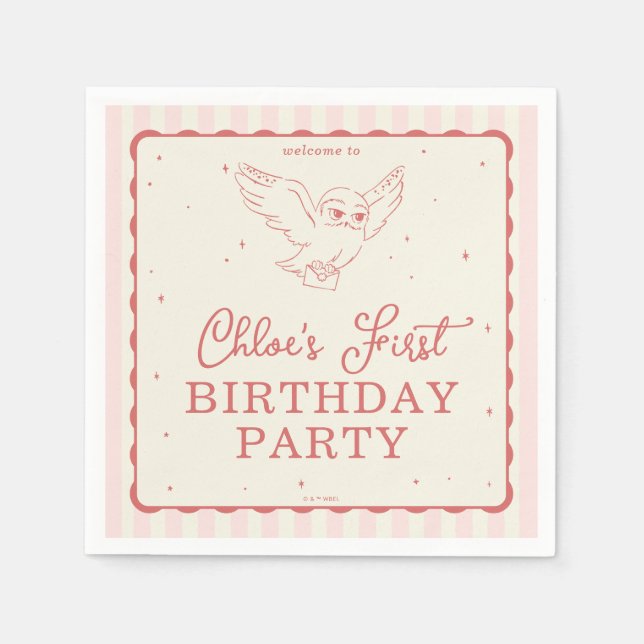 Guardanapo De Papel Harry Potter Hedwig Rosa Aniversário Mágico (Frente)