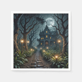 Guardanapo De Papel Haunted Halloween Mansion In Moonlight