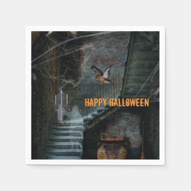 Guardanapo De Papel Haunted Staircase Halloween (Frente)