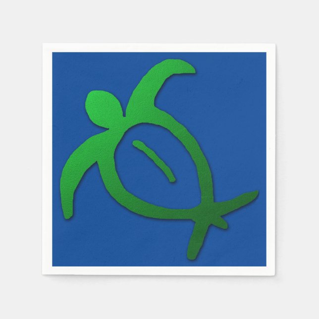 Guardanapo De Papel Havaiano Honu Petroglicph em Azul (Frente)